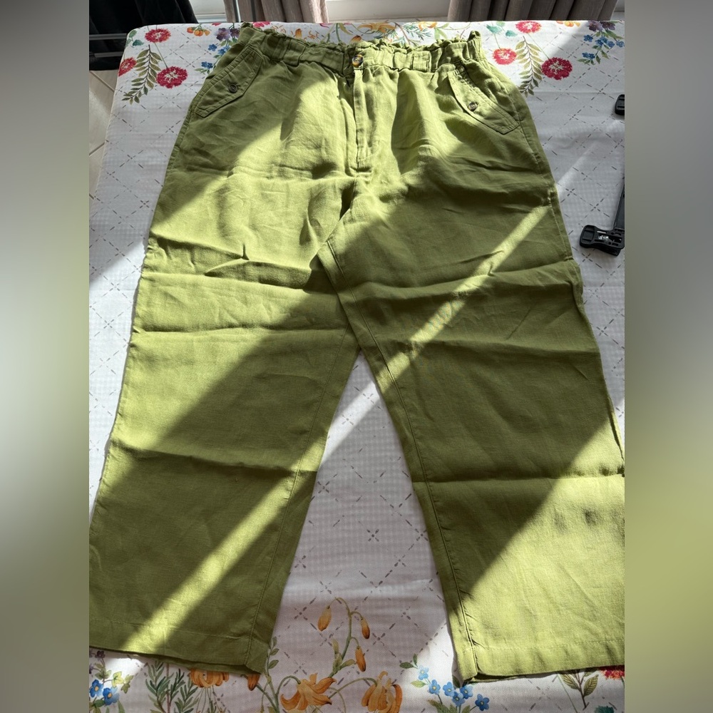CeCe Olive Green Paperbag waist Pants